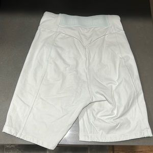 Gymshark High Waisted V Back Logo Bike Short Light Blue Sea Foam